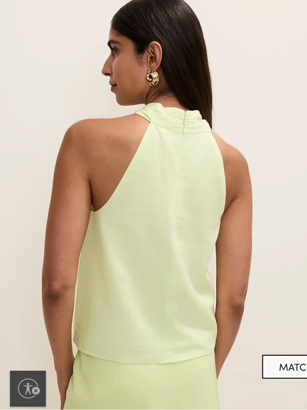 NWT Bestselling Twist Halter Top in Linen Blend in color Lime Slice - Picture 2 of 3